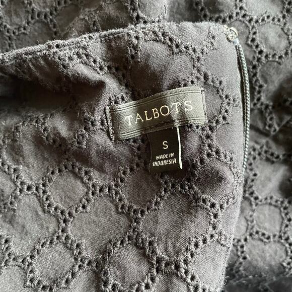 Talbots Blouse Lace Perforated Sleeveless 100% Cotton Black Size Small - Picture 6 of 7